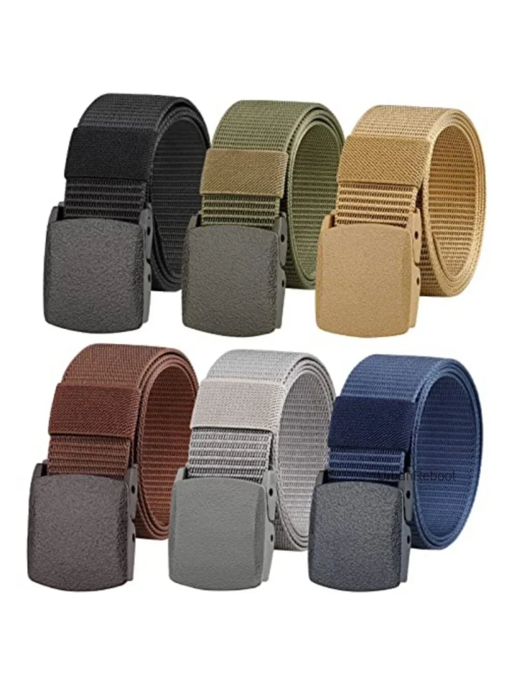 6 Pack Tactical Nylon Belt Plastic Buckle Metal Free Canvas Webbing Outdoor
